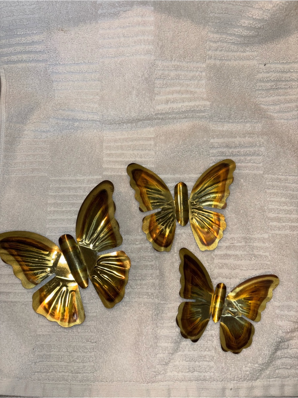 Vintage Brass Tone Butterfly Wall Decor Set of 3 MCM Home Decor